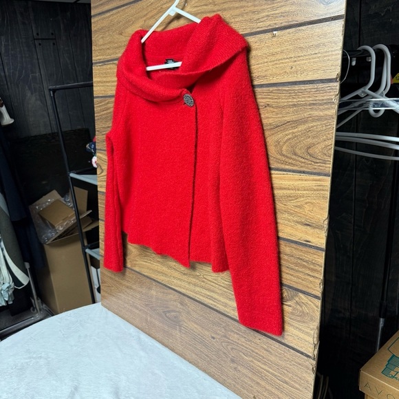 Adrienne Vittadini size small Red Cowl Neck Sweater with Turtleneck Style draped - Picture 7 of 8
